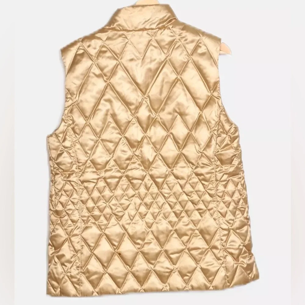 Lands' End Gold Quilted Goose Down Vest - Picture 2 of 10